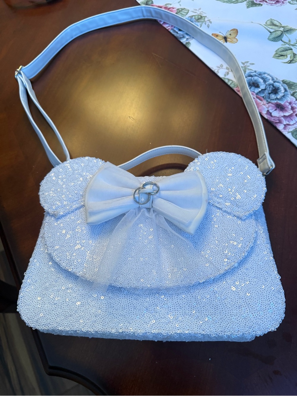 Loungefly Light Blue Sequin Bow Crossbody Bag